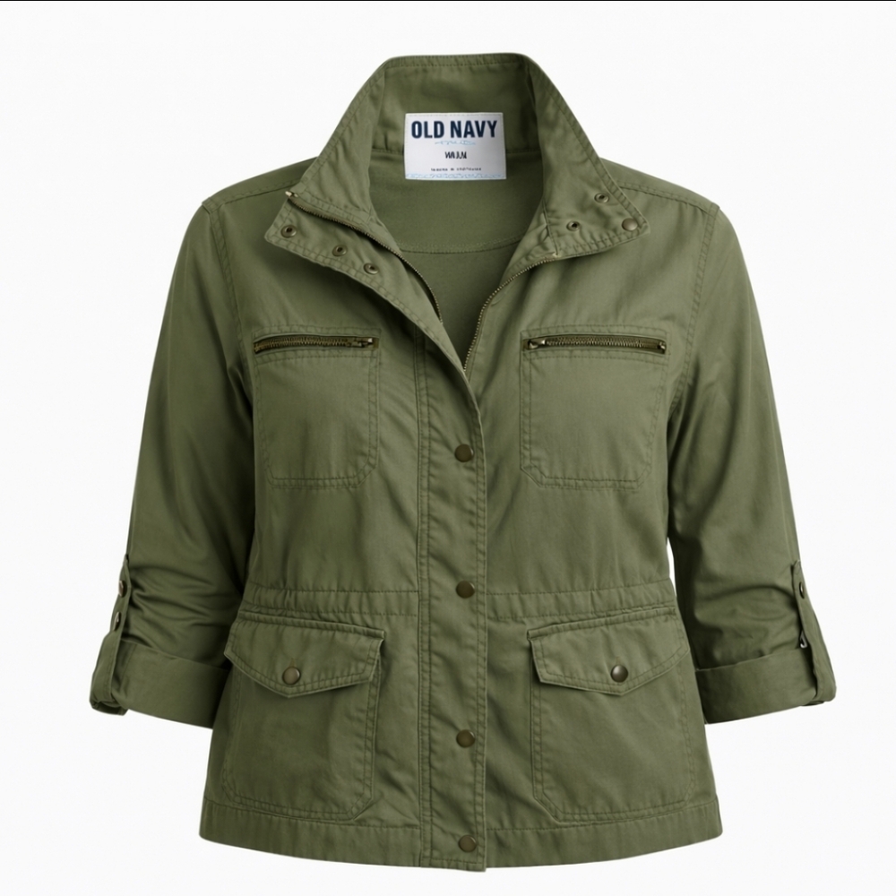 Old Navy Khaki Safari Military Utility Field Jacket Sz Med